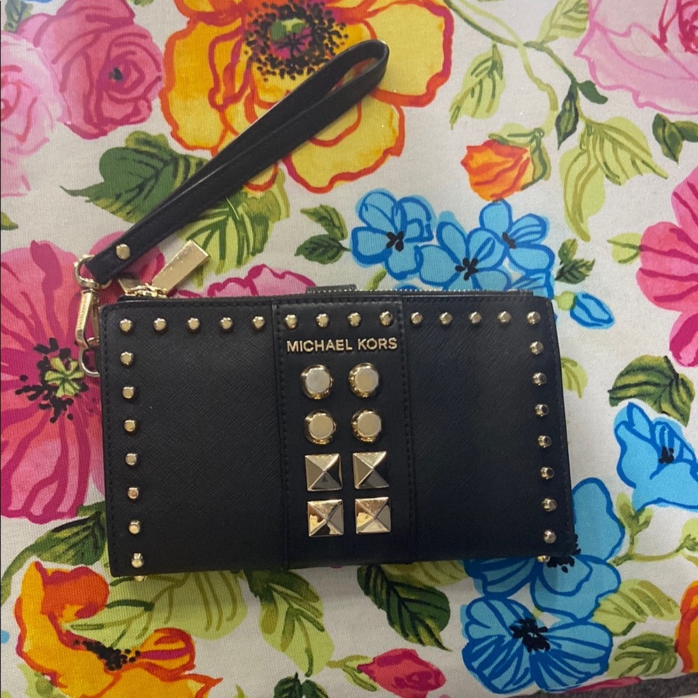 Michael Kors Adele Studded Saffiano Leather Smartphone Wallet
